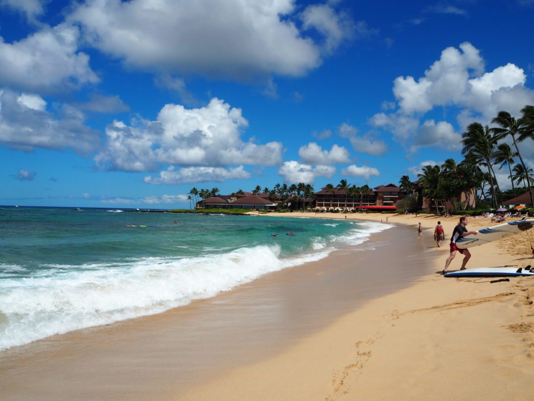 Surfer in Poipu Beach